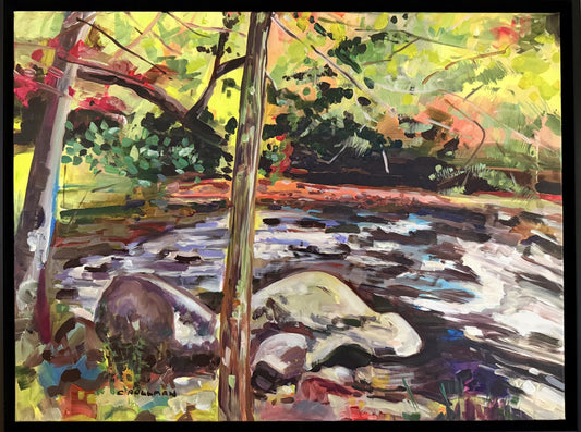 Shimmer on the Little River  - Acrylic Painting by artist Charlotte Rollman 18x24