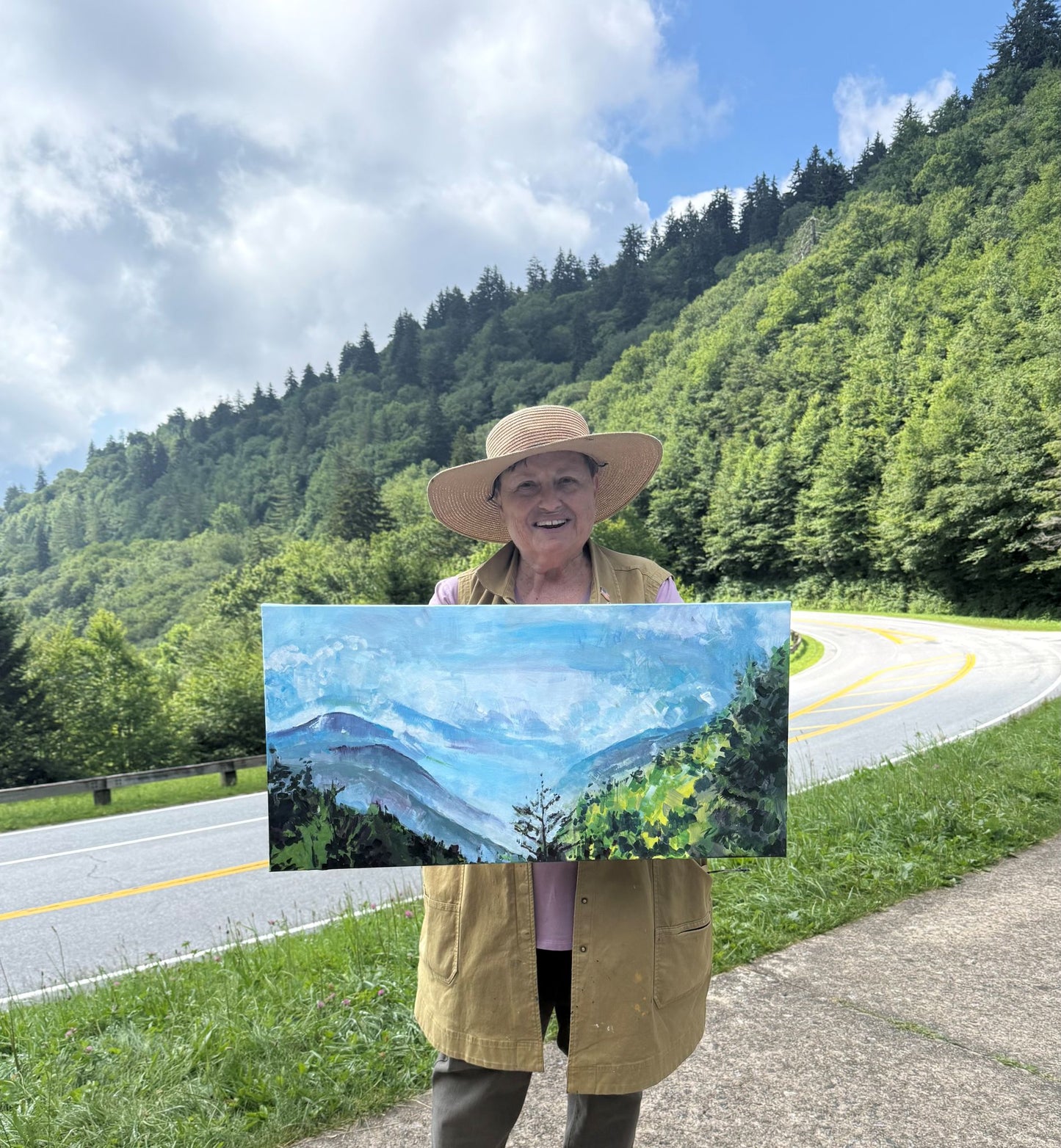 Blue Ridge Overlook  - Acrylic Painting by artist Charlotte Rollman 15 x 30