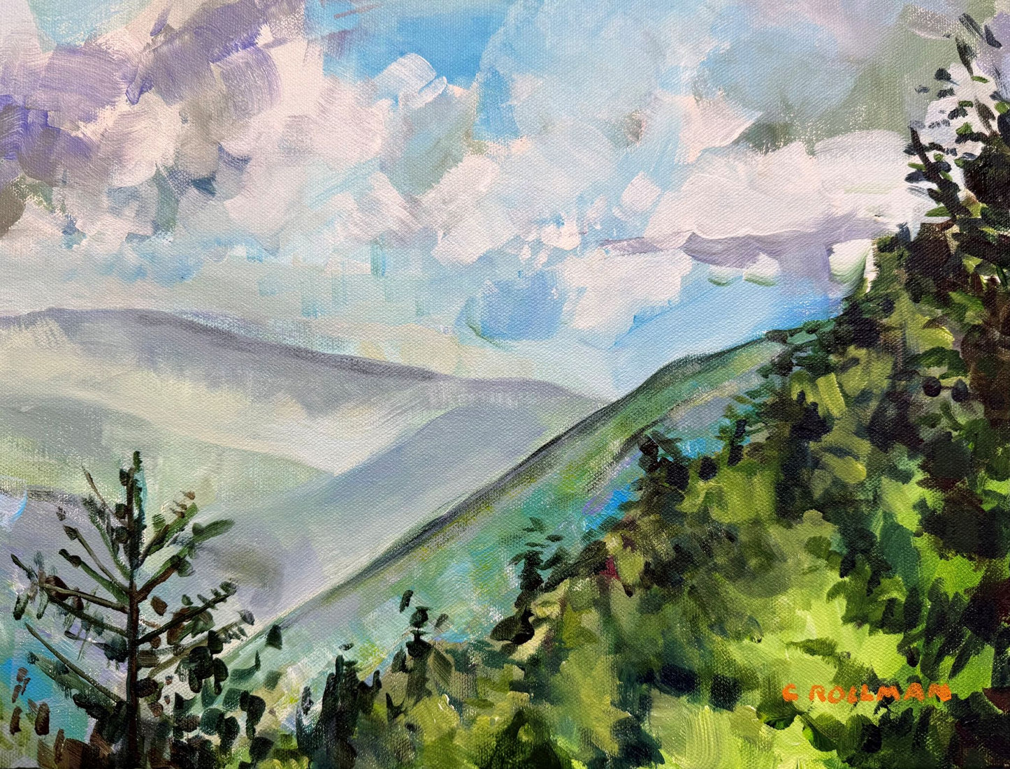 Smokies View - Acrylic Painting by artist Charlotte Rollman 12x16
