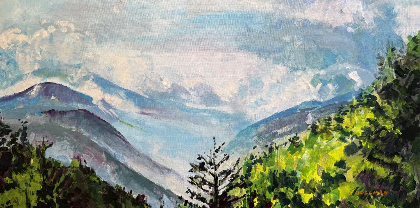Blue Ridge Overlook  - Acrylic Painting by artist Charlotte Rollman 15 x 30