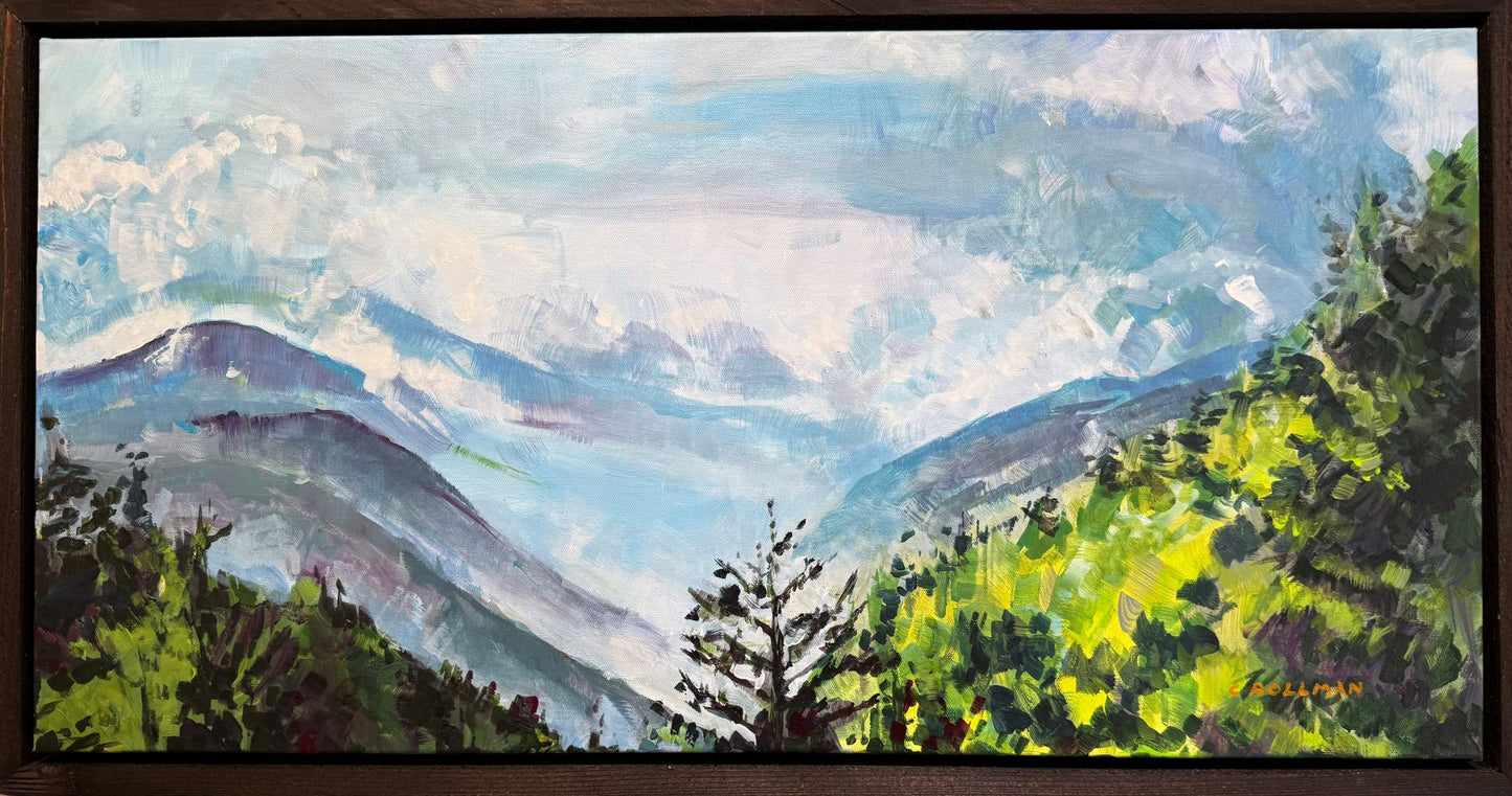 Blue Ridge Overlook  - Acrylic Painting by artist Charlotte Rollman 15 x 30