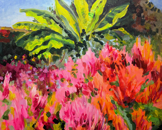 Plumed Cockscomb - Acrylic Painting by Artist Charlotte Rollman 16x20