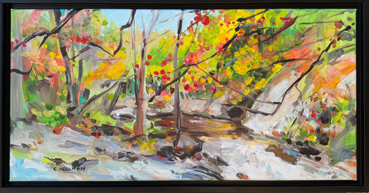 Sprinkling in Tremont  - Acrylic Painting by artist Charlotte Rollman 12x24