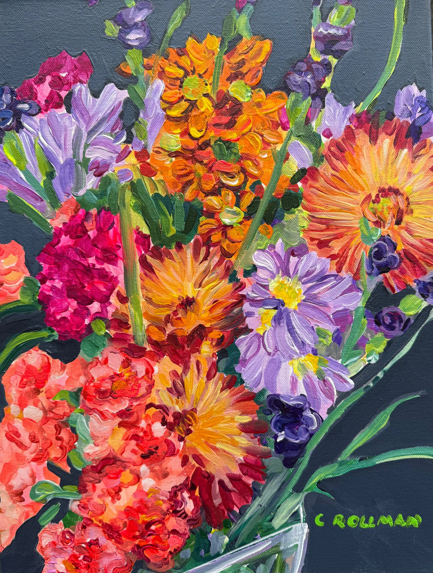 Fall Bouquet  - Acrylic Painting by artist Charlotte Rollman 16x12