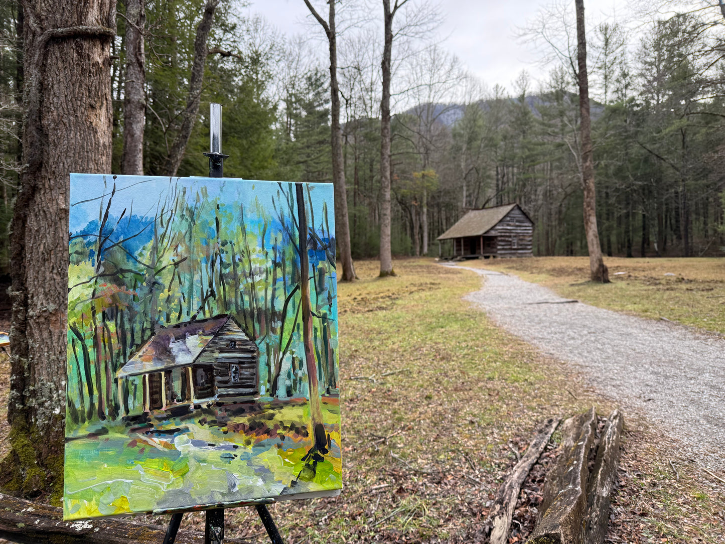 Carter Shields in the Mountains  - Acrylic Painting by artist Charlotte Rollman 20x16