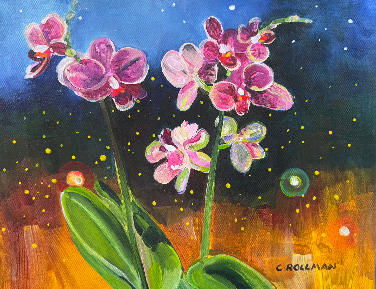 You Light Up the Night - Acrylic Painting by artist Charlotte Rollman 11x14