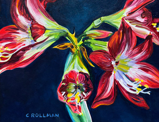 Starry Night  - Acrylic Painting by artist Charlotte Rollman 11x14