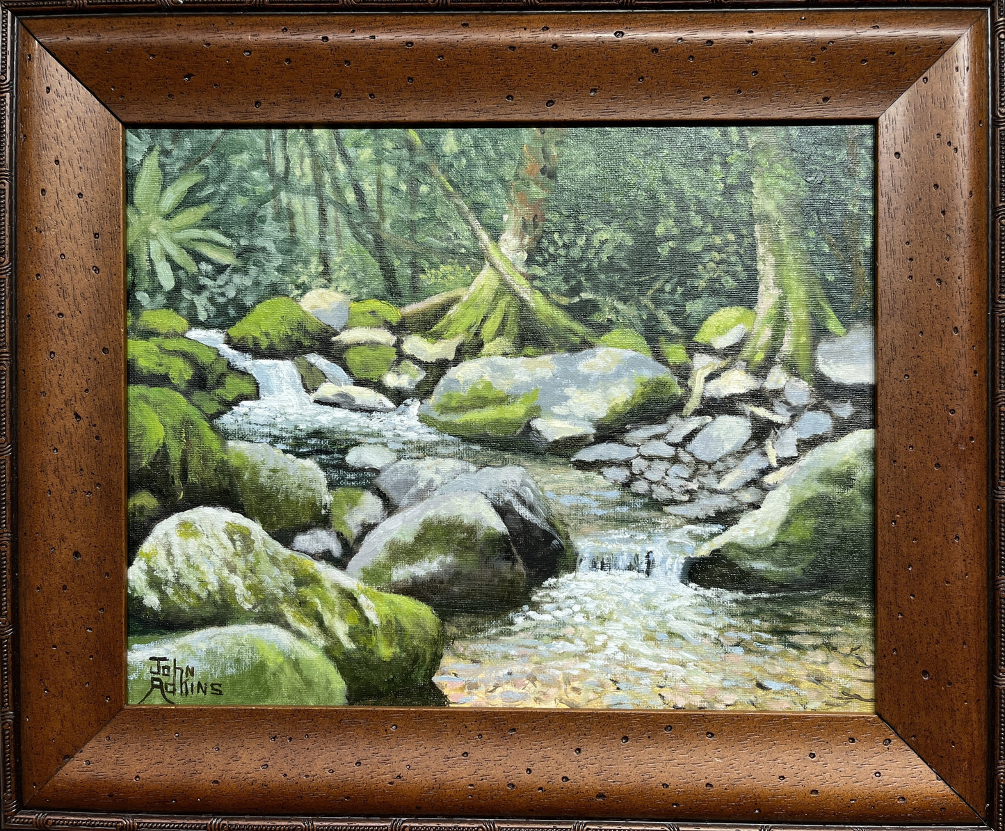 Lets Play in the Creek - Oil painting by artist John Adkins 11 x 14