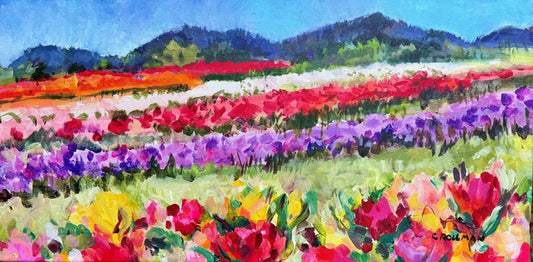 Tulip Parade - Acrylic Painting by artist Charlotte Rollman 12x24